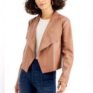 GUC. Faux-Leather Flyaway Jacket, Perfect light jacket in neutral classic color